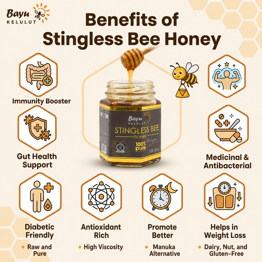 Bayu Kelulut Stingless Bee Honey – 100% Pure Raw Natural Honey | Immune Boost & Daily Wellness | Malaysian Superfood | No Sugar Added – 100g