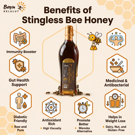 Bayu Kelulut Stingless Bee Honey – 100% Pure Raw Natural Honey | Immune Boost & Daily Wellness | Malaysian Superfood | No Sugar Added – 700g